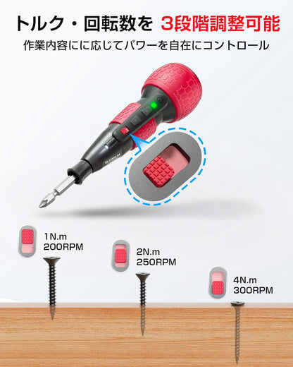 電動ドライバー (型番：GL-06) 電動4N.m 手動12N.m トルク3段階調整