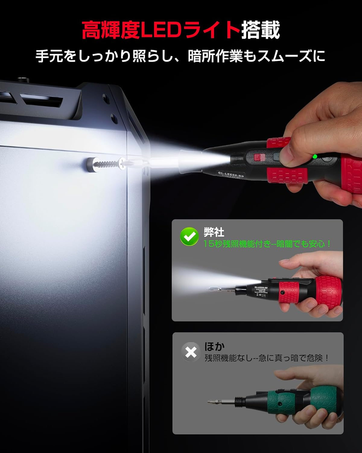 電動ドライバー (型番：GL-06) 電動4N.m 手動12N.m トルク3段階調整