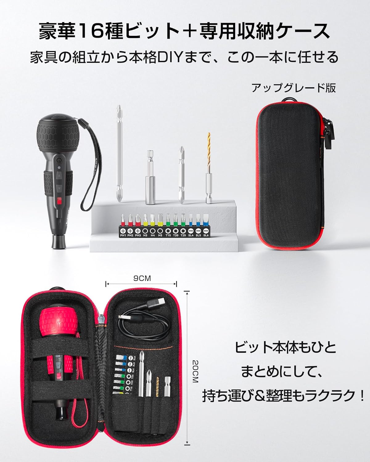 電動ドライバー (型番：GL-06) 電動4N.m 手動12N.m トルク3段階調整