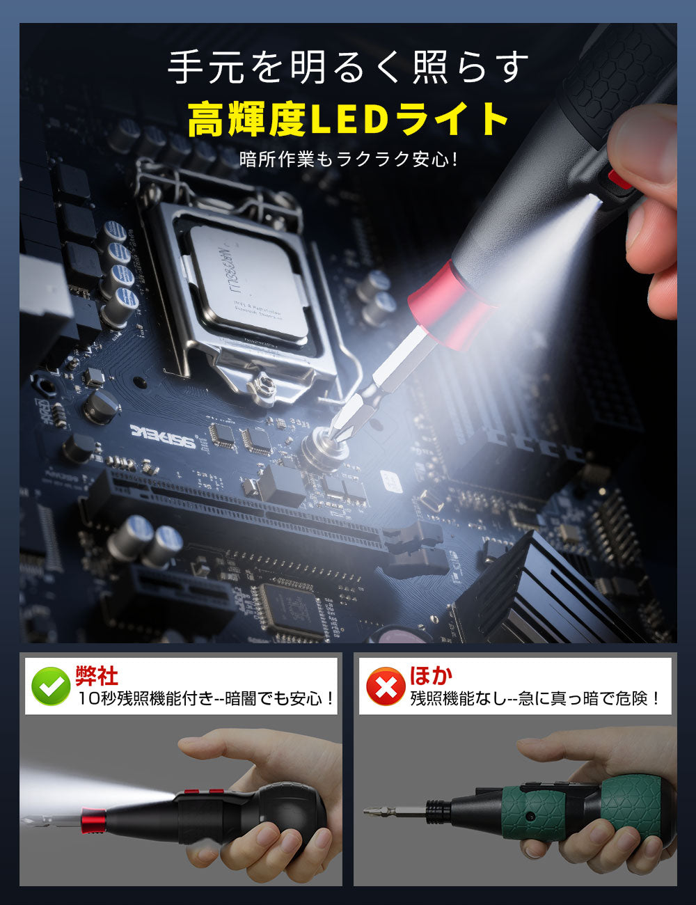 電動ドライバー (型番：GL-09)  電動1N.m 手動12N.m 最高速・1200RPM