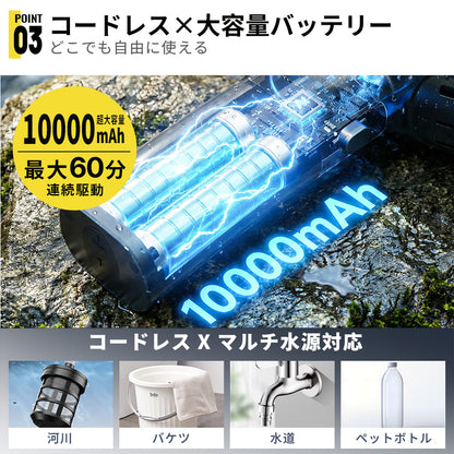 高圧洗浄機 コードレス 折り畳み式 強力噴射 洗車・ベランダ・外壁掃除など