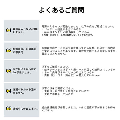 高圧洗浄機 コードレス 折り畳み式 強力噴射 洗車・ベランダ・外壁掃除など